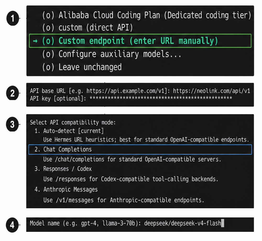 hermes model interactive setup flow